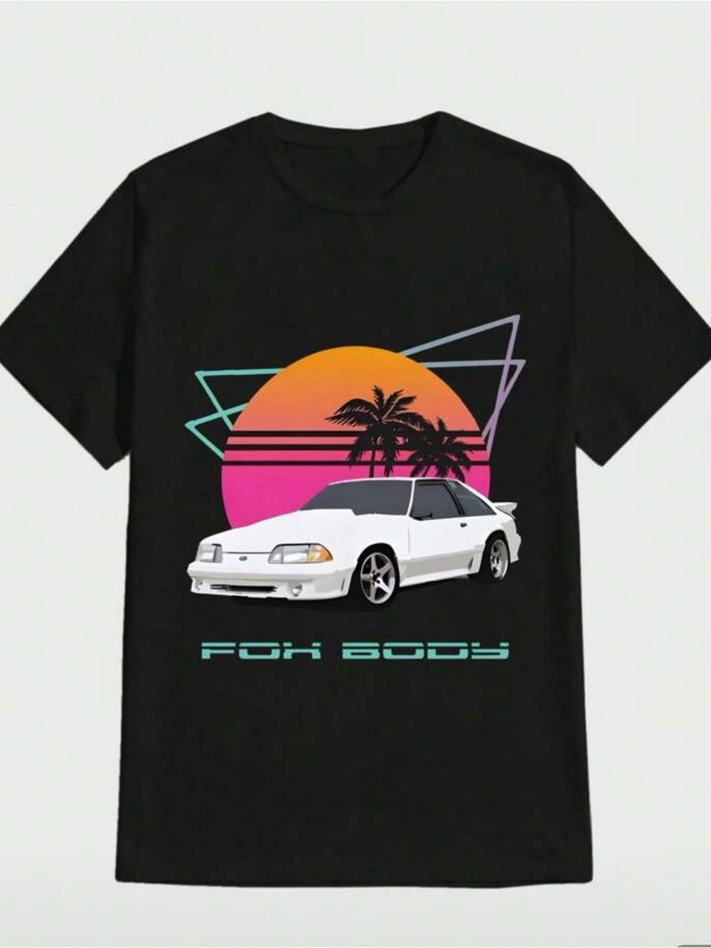 Mustang Fox Body Retro Sunset Graphic T-Shirt - Black XXXL